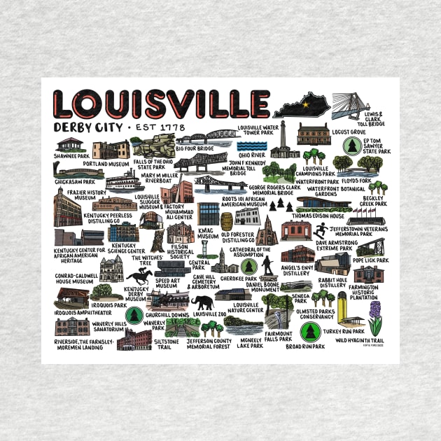 Louisville Kentucky Map Art by fiberandgloss